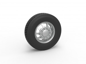 Front custom wheel of semi truck Version 5 Scale 1 to 25 3D Print Model