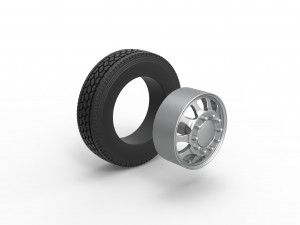 Front custom wheel of semi truck Version 5 Scale 1 to 25 3D-printmodel