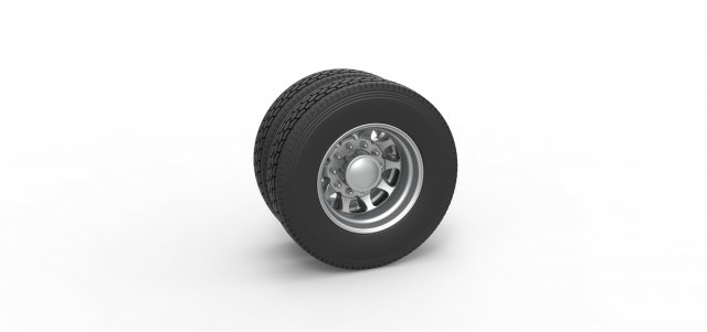 Rear custom wheel of semi truck Version 5 Scale 1 to 25 3D Print Model .c4d .max .obj .3ds .fbx .stl .blend 