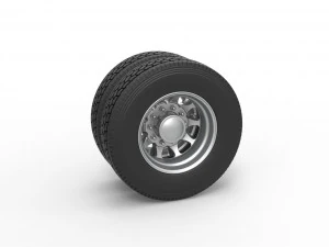Rear custom wheel of semi truck Version 5 Scale 1 to 25 3D Print Model