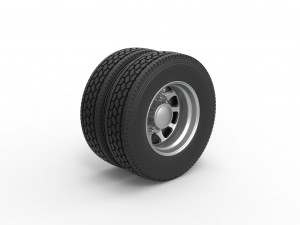 Rear custom wheel of semi truck Version 5 Scale 1 to 25 3D Print Model