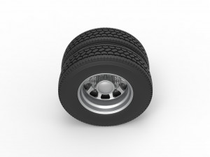 Rear custom wheel of semi truck Version 5 Scale 1 to 25 3D Print Model