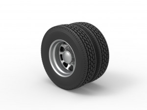 Rear custom wheel of semi truck Version 5 Scale 1 to 25 3D Print Model