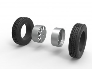 Rear custom wheel of semi truck Version 5 Scale 1 to 25 3D Print Model