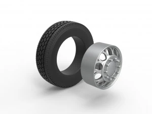 Front custom wheel of semi truck Version 6 Scale 1 to 25 3D Print Model