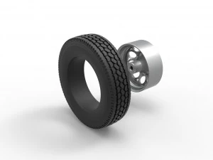 Front custom wheel of semi truck Version 6 Scale 1 to 25 3D Print Model