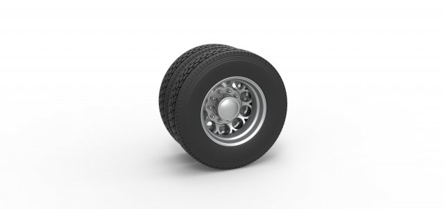 Rear custom wheel of semi truck Version 6 Scale 1 to 25 3D 打印模型 .c4d .max .obj .3ds .fbx .stl .blend 