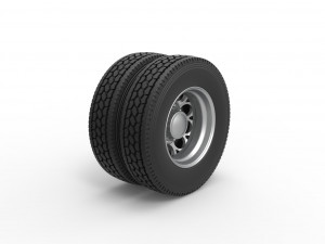 Rear custom wheel of semi truck Version 6 Scale 1 to 25 3D 打印模型