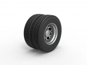 Rear custom wheel of semi truck Version 6 Scale 1 to 25 3D Print Model