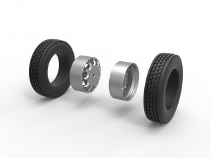 Rear custom wheel of semi truck Version 6 Scale 1 to 25 3D 打印模型