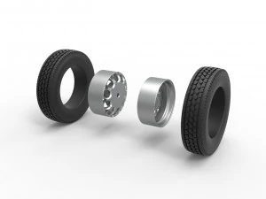 Rear custom wheel of semi truck Version 6 Scale 1 to 25 3D Print Model