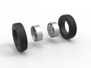 Rear custom wheel of semi truck Version 6 Scale 1 to 25 3D 打印模型