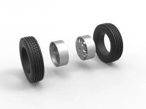 Rear custom wheel of semi truck Version 6 Scale 1 to 25 3D Print Model