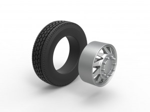 Front custom wheel of semi truck Version 7 Scale 1 to 25 3D Принт Модель