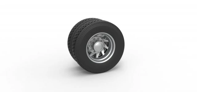 Rear custom wheel of semi truck Version 7 Scale 1 to 25 3D Print Model .c4d .max .obj .3ds .fbx .stl .blend 