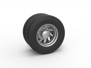 Rear custom wheel of semi truck Version 7 Scale 1 to 25 Modelo de Impressão 3D