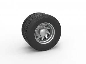 Rear custom wheel of semi truck Version 7 Scale 1 to 25 3D Print Model