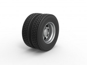 Rear custom wheel of semi truck Version 7 Scale 1 to 25 3D-printmodel