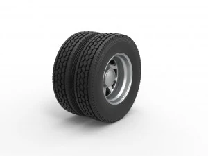 Rear custom wheel of semi truck Version 7 Scale 1 to 25 3D Print Model