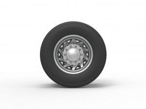 Rear custom wheel of semi truck Version 7 Scale 1 to 25 3D-printmodel