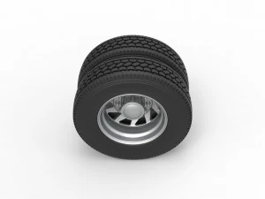 Rear custom wheel of semi truck Version 7 Scale 1 to 25 3D Print Model