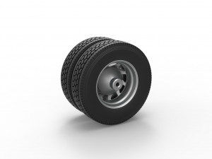 Rear custom wheel of semi truck Version 7 Scale 1 to 25 3D-printmodel