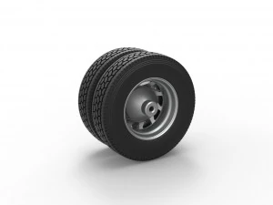 Rear custom wheel of semi truck Version 7 Scale 1 to 25 3D Print Model
