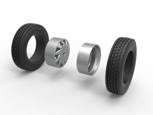 Rear custom wheel of semi truck Version 7 Scale 1 to 25 3D-printmodel