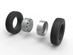 Rear custom wheel of semi truck Version 7 Scale 1 to 25 3D Print Model