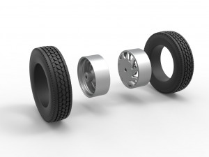 Rear custom wheel of semi truck Version 7 Scale 1 to 25 3D-printmodel