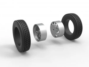 Rear custom wheel of semi truck Version 7 Scale 1 to 25 3D Print Model