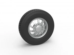 Front custom wheel of semi truck Version 8 Scale 1 to 25 3D Print Model