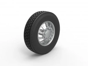 Front custom wheel of semi truck Version 8 Scale 1 to 25 3D Print Model