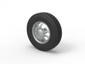 Front custom wheel of semi truck Version 8 Scale 1 to 25 3D Print Model