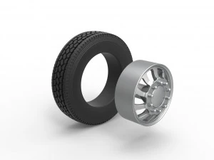 Front custom wheel of semi truck Version 8 Scale 1 to 25 3D Print Model