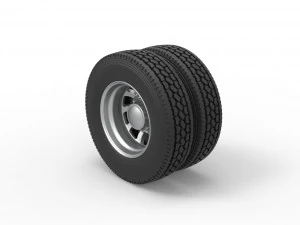 Rear custom wheel of semi truck Version 8 Scale 1 to 25 3D Print Model