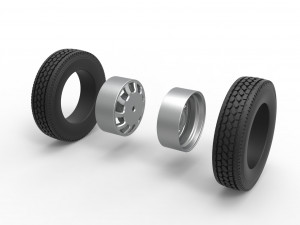 Rear custom wheel of semi truck Version 8 Scale 1 to 25 3D Принт Модель