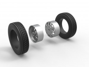 Rear custom wheel of semi truck Version 8 Scale 1 to 25 3D Принт Модель