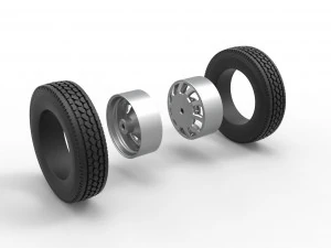 Rear custom wheel of semi truck Version 8 Scale 1 to 25 3D Print Model