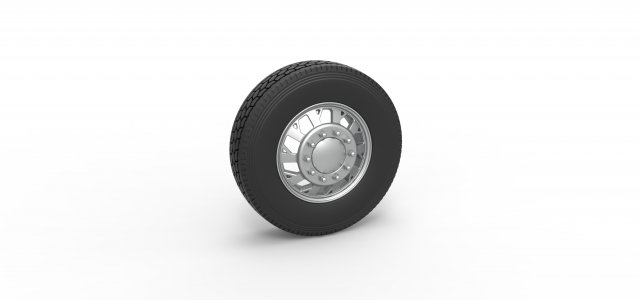 Front custom wheel of semi truck Version 9 Scale 1 to 25 3D Baskı Modeli .c4d .max .obj .3ds .fbx .stl .blend 