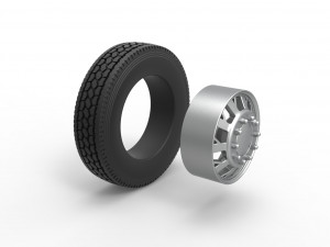 Front custom wheel of semi truck Version 9 Scale 1 to 25 3D Baskı Modeli