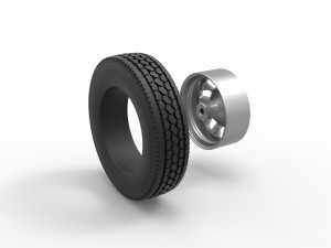 Front custom wheel of semi truck Version 9 Scale 1 to 25 3D Baskı Modeli