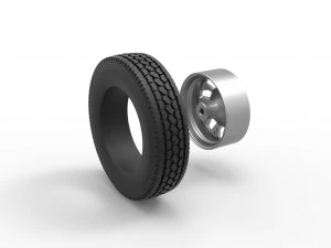 Front custom wheel of semi truck Version 9 Scale 1 to 25 3D Print Model