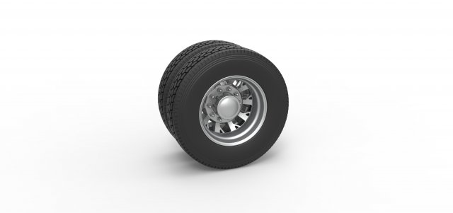 Rear custom wheel of semi truck Version 9 Scale 1 to 25 3D Baskı Modeli .c4d .max .obj .3ds .fbx .stl .blend