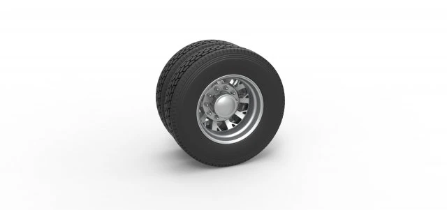 Rear custom wheel of semi truck Version 9 Scale 1 to 25 3D Print Model .c4d .max .obj .3ds .fbx .stl .blend 