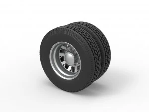 Rear custom wheel of semi truck Version 9 Scale 1 to 25 3D Print Model