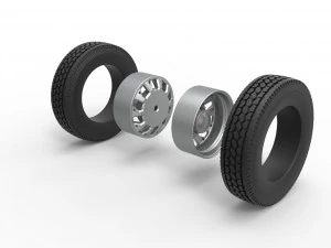 Rear custom wheel of semi truck Version 9 Scale 1 to 25 3D Print Model