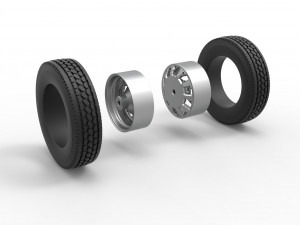 Rear custom wheel of semi truck Version 9 Scale 1 to 25 3D Baskı Modeli