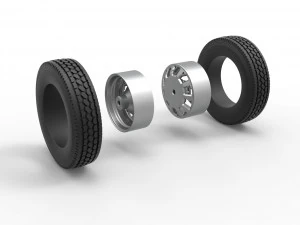 Rear custom wheel of semi truck Version 9 Scale 1 to 25 3D Print Model