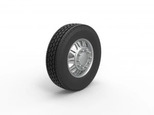 Front custom wheel of semi truck Version 10 Scale 1 to 25 3D Print Model